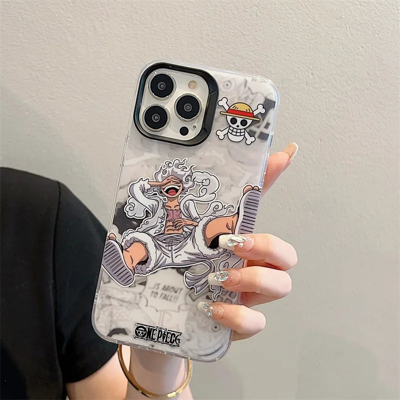 Luxury O-One Piece Luffys Silicone Phone Case For iPhone 11 12 13 14 15 Pro Max Cute Camera Shockproof Protection Cover Funda