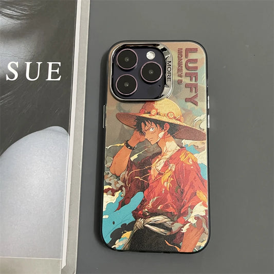 Anime O-One Piece Clear Phone Case For iPhone 15 14 13 12 11 Pro Max Plus Soft Silicone Plating Lens Luffy Zoro Protection Cover